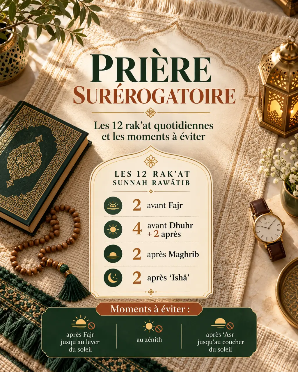 Prière surérogatoire : les 12 rak’at quotidiennes et les moments à éviter