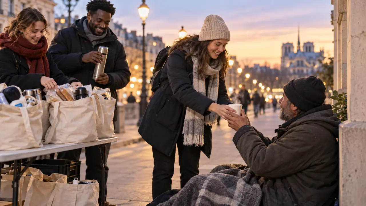 Des bénévoles préparent une maraude solidaire dans une ambiance chaleureuse