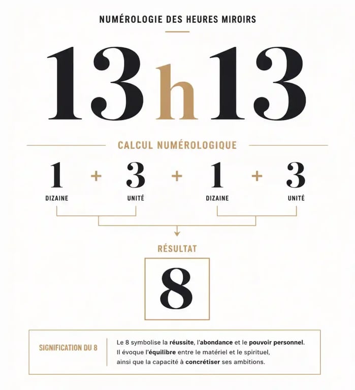 Calcul numérologique de l'heure miroir 13h13 signification spirituelle