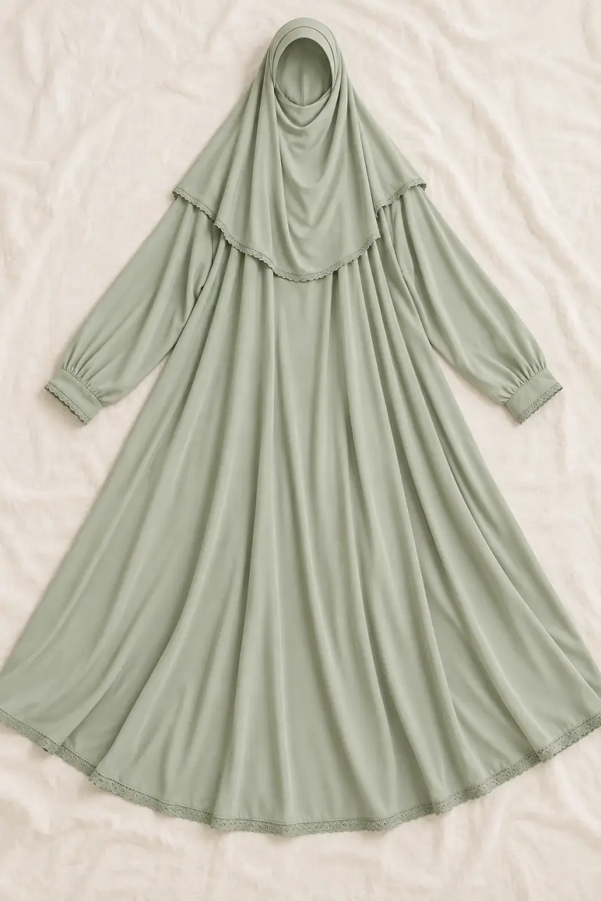 Une robe de prière avec hijab intégré simplifie la salat sans compromettre la couvrance