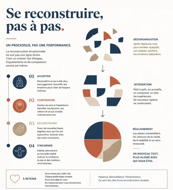 Illustration conceptuelle sur comment surmonter une rupture amoureuse et se reconstruire