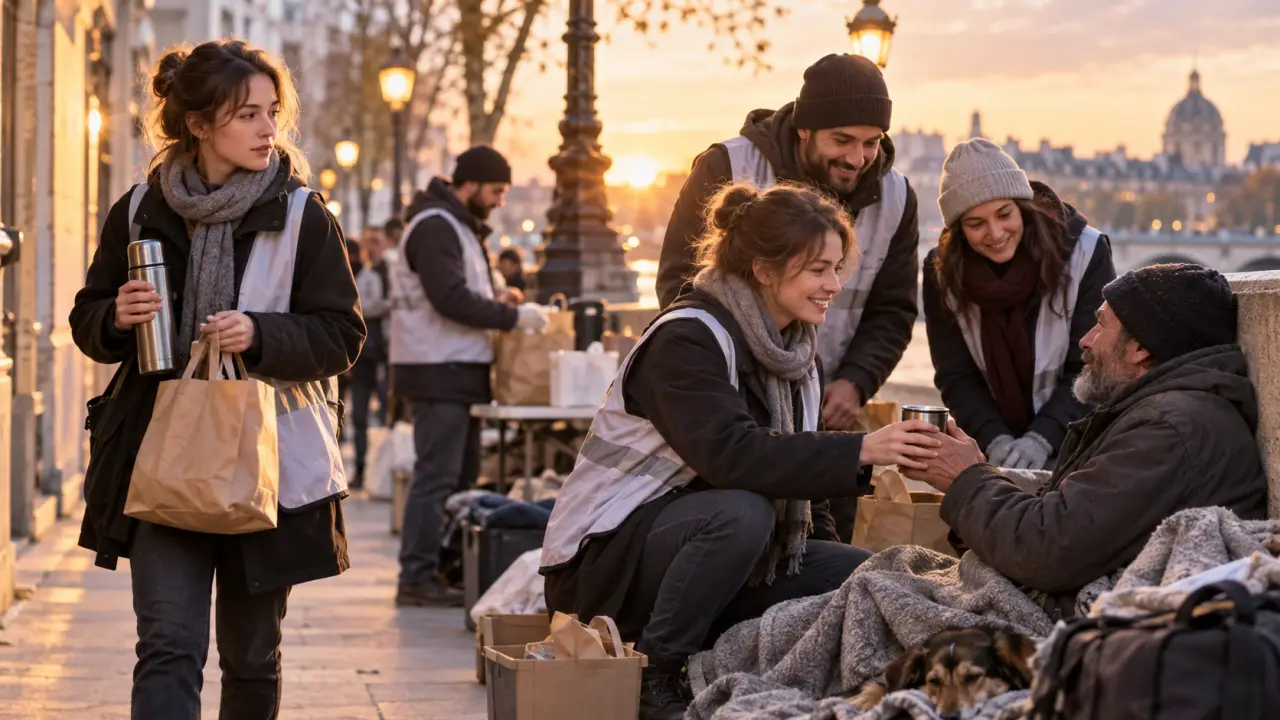 Des bénévoles de La Main du Coeur se préparant pour une maraude solidaire