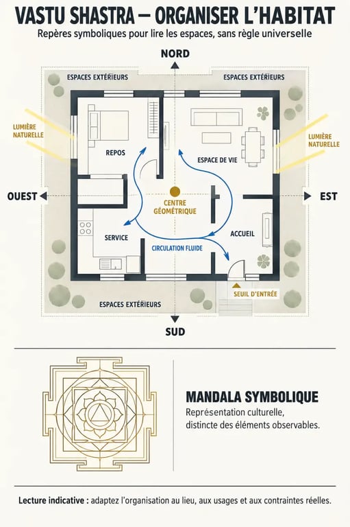 Infographie Vastu Shastra Vastu Shastra sur l’orientation, la géométrie et l’aménagement d’un habitat