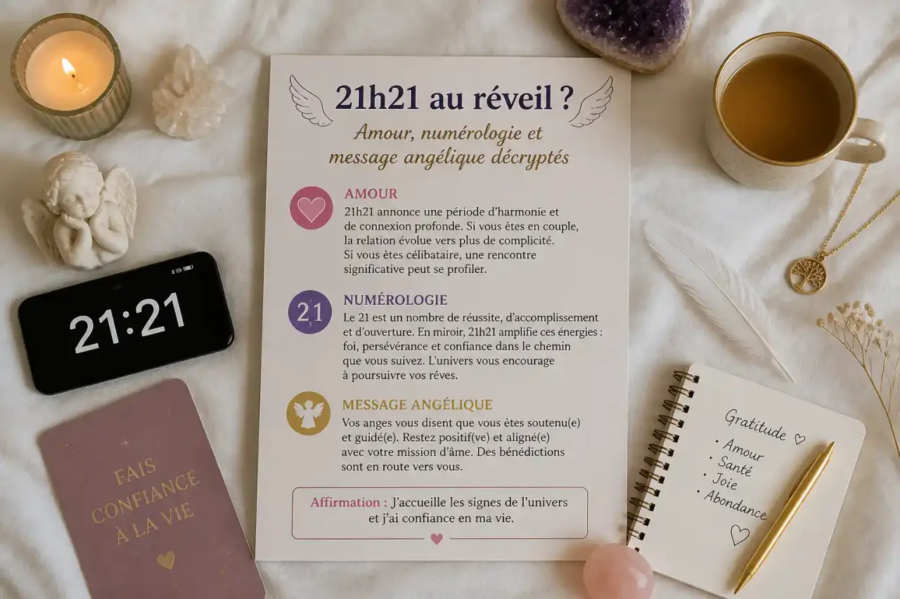 21h21 au réveil ? Amour, numérologie et message angélique décryptés